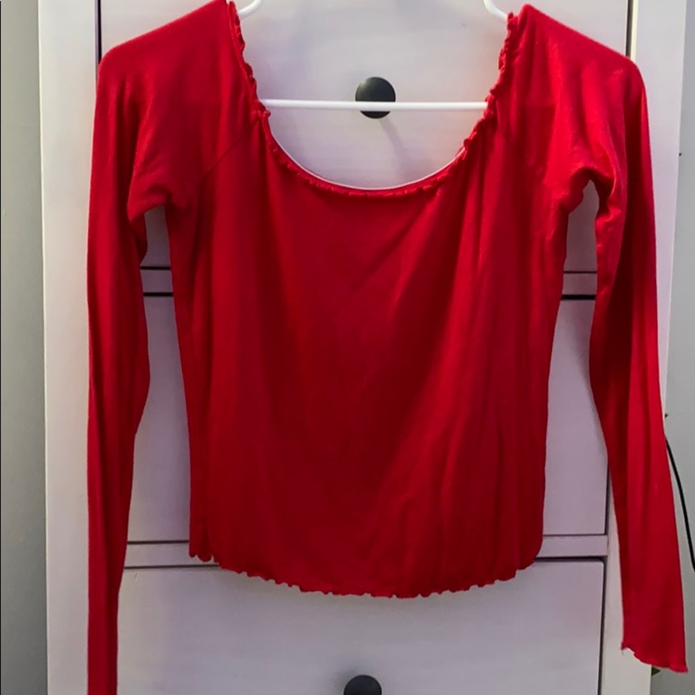 red off the shoulder top
